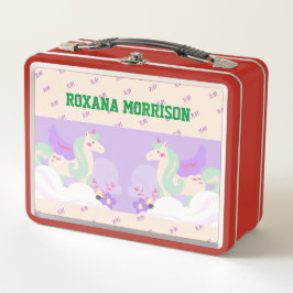 UNICORN WINGED GREEN PASTEL FARBEN Metal Lunchbox