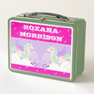UNICORN WINGED ROSE ROSE BLANC Lunchbox en métal