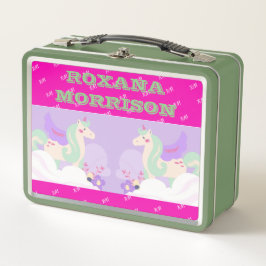 UNICORN WINGED ROSE ROSE BLANC Lunchbox en métal