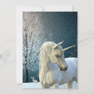 Unicorn Winter Scene Snow Holiday Feiertagskarte