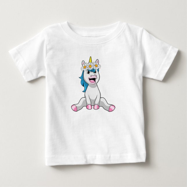 Unicorn with Flowers Daisy Baby T-shirt (Vorderseite)