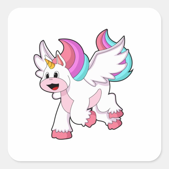 Unicorn with Wing.PNG Quadratischer Aufkleber (Vorderseite)