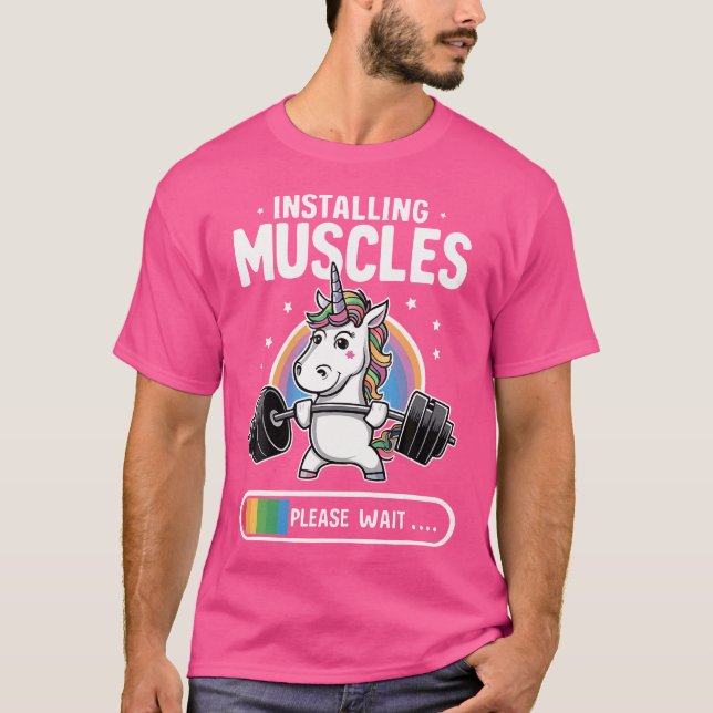 Unicorn Workout Gym Fitness Gewichtsheben T-Shirt (Vorderseite)