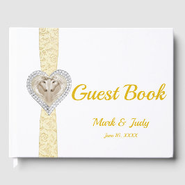 Unicorn Yellow Lace Ribbon Wedding Guestbook Gästebuch