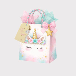 Unicorn Yellow & Pink Girl Birthday Party  Geschenkanhänger