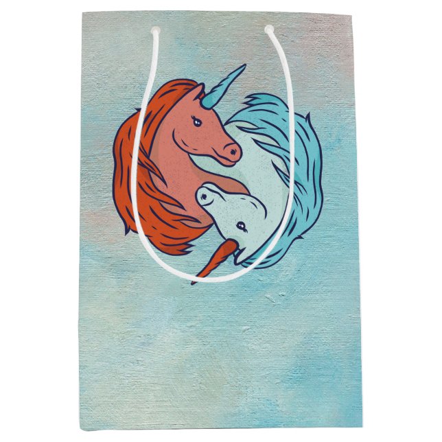 Unicorn Yin Yang Mittlere Geschenktüte (Vorderseite)