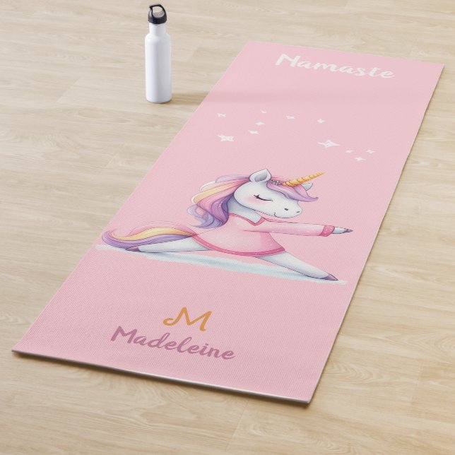 Unicorn Yoga Pose Rosa Fun Name Monogramm Yogamatte (Beispiel)
