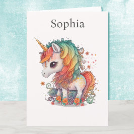Unicorn Young Girls Geburtstagskarte Personalisier Karte
