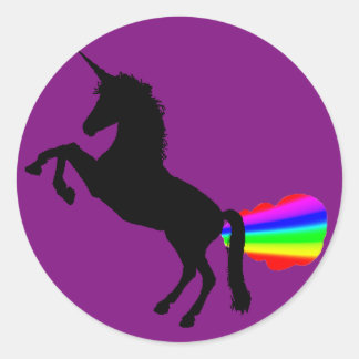 Unicorne à la farine arc-en-ciel autocollant viole