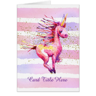 Unicorne Aquarelle magique rayures rose