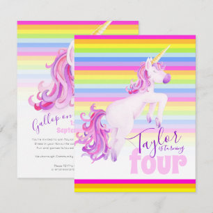 Unicorne art arc-en-ciel invitations de 4ème anniv