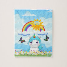 Unicorne avec puzzle arc-en-ciel