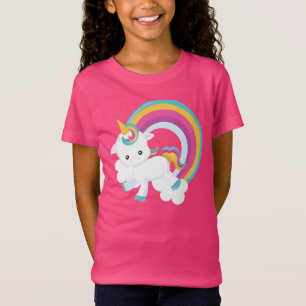 Unicorne avec T-shirt fille arc-en-ciel