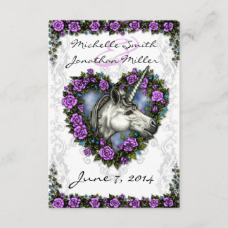 Unicorne blanche et coeur Rose pourpre RSVP