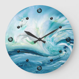 Unicorne dans Ocean Waves Wall Horloge