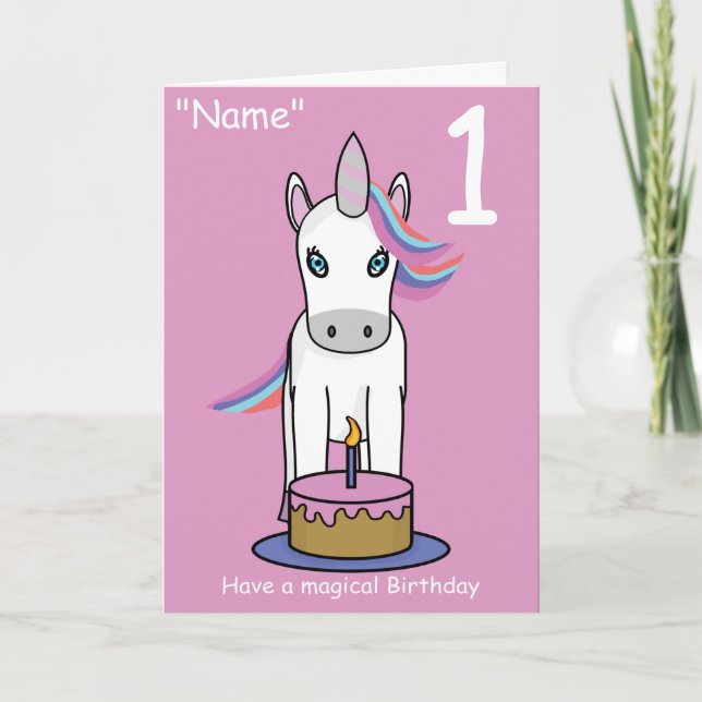 Unicorne Enfants Anniversaire Carte Age N'importe  (Devant)