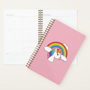 Unicorne et arc-en-ciel avec nuages Kawaii