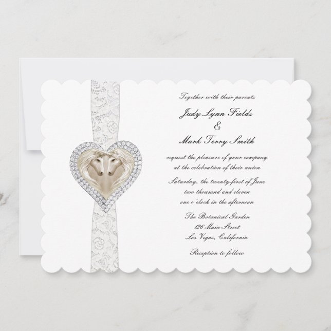 Unicorne Et Faire-part de mariage De Dentelle (Devant)