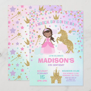 Unicorne Et Princesse Invitation Magique Anniversa
