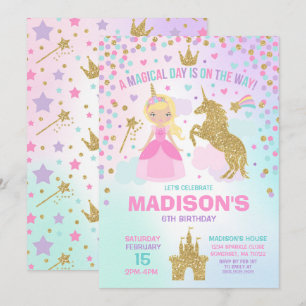Unicorne Et Princesse Invitation Magique Anniversa