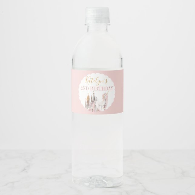 Unicorne Étiquette bouteille d'eau Baby shower d'a (Devant)