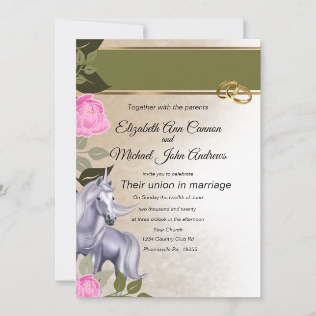 Unicorne Faire-part de mariage (Devant)
