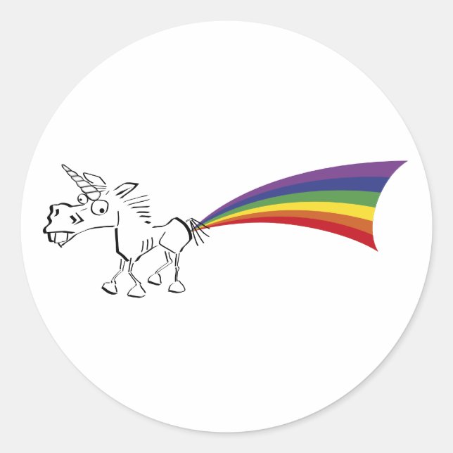 Unicorne farçant un autocollant arc-en-ciel (Devant)
