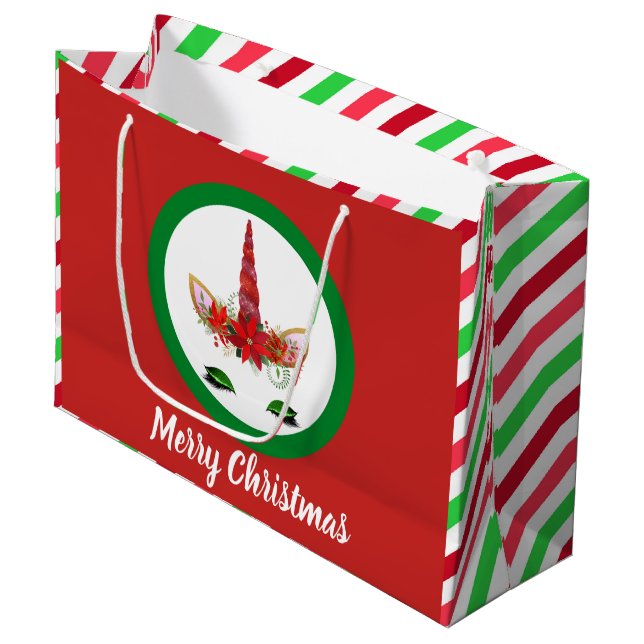 Unicorne Festive Noël ajouter le sac message (Devant Angle)