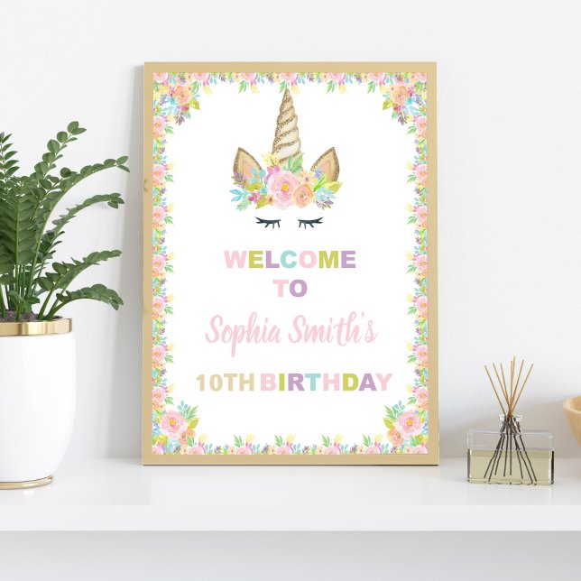 Unicorne florale Affiches de bienvenue (Floral Unicorn Welcome Signs)