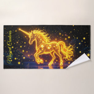 Unicorne imaginaire animal étoiles lumineuses or