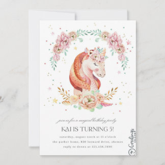 Unicorne Invitation anniversaire 5 ans