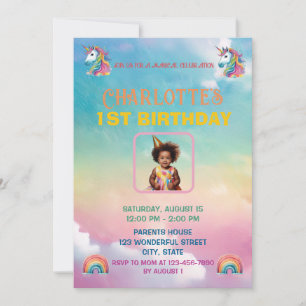 Unicorne magique 1er anniversaire Invitation