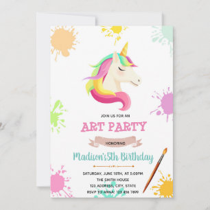 Unicorne peinture sommeil invitation pique-nique