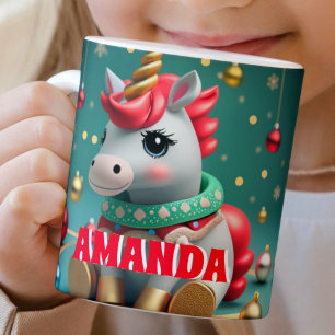 Unicorne Personnalisée Enfants Chocolat Chaud Mug