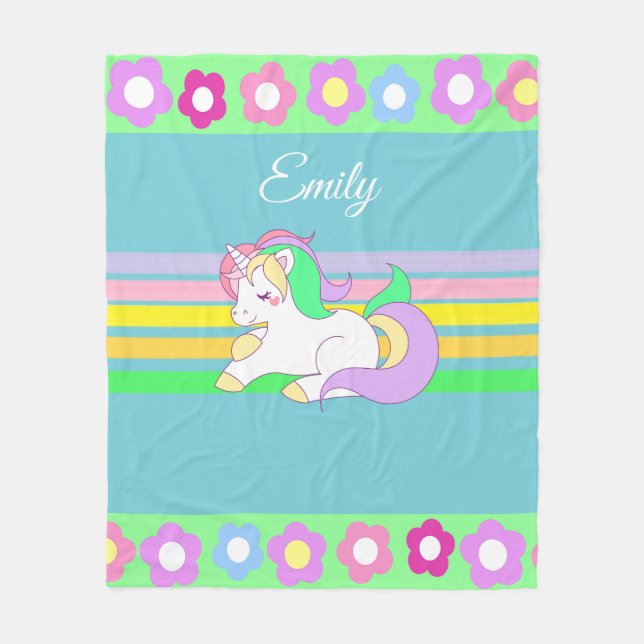 Unicorne personnalisée et couverture en polaire ar (Devant)
