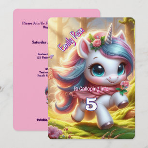 Unicorne personnalisée Invitations d'anniversaire