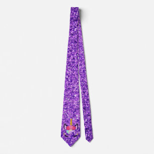 Unicorne personnalisée Purple Mens robe Cravate