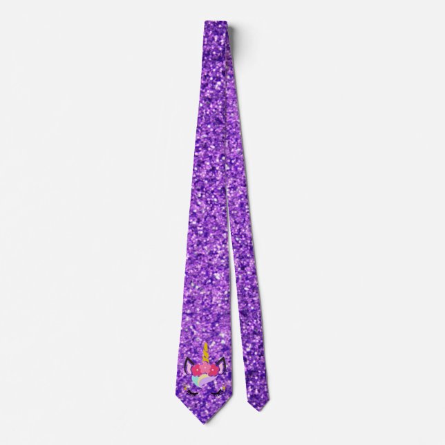 Unicorne personnalisée Purple Mens robe Cravate (Devant)