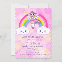 Unicorne rose mignonne Invitation de fête d'annive