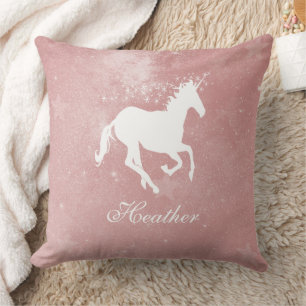 Unicorne rose oreiller à lancer personnalisé