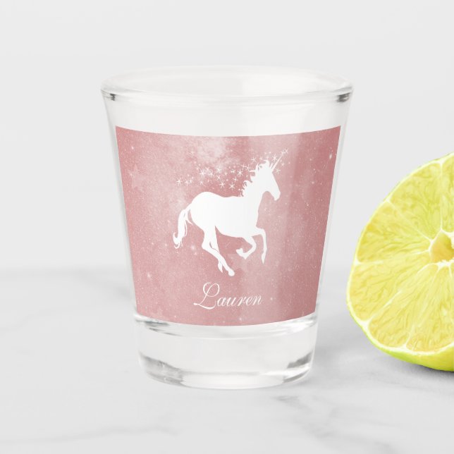 Unicorne rose Personnalisé verre à tir (Devant)