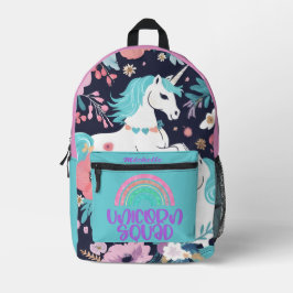 Unicorne Squad Rainbow Nom personnalisé sac à dos
