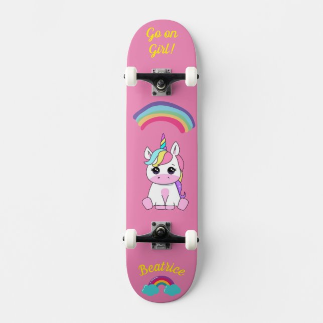 Unicorne sur skateboard avec légendes personnalisé (Recto)