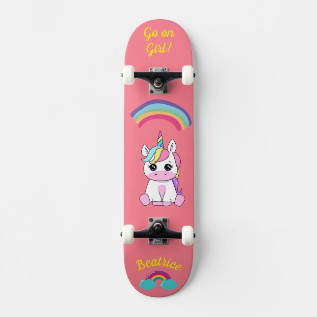 Unicorne sur skateboard avec légendes personnalisé (Recto)