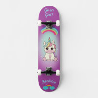 Unicorne sur skateboard avec légendes personnalisé