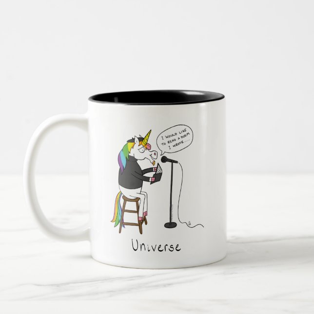 Unicorne Universe Lecture Poésie Drôle Café Mug (Gauche)
