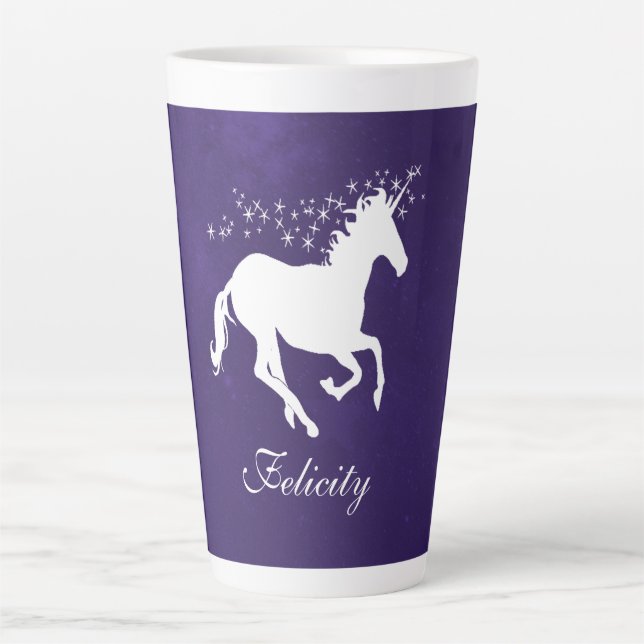 Unicorne violette - Mug Latte Personnalisé (Devant)