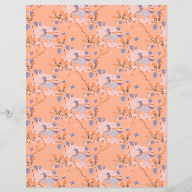Unicornes bleues sur une feuille papier arrière -  (Devant)
