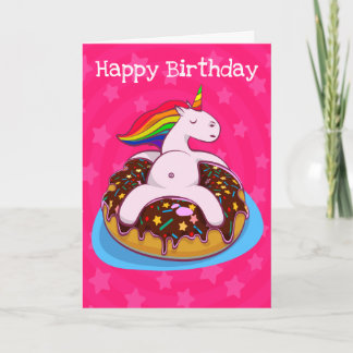 Unicornes Et Donuts Personnalisés Carte Anniversai
