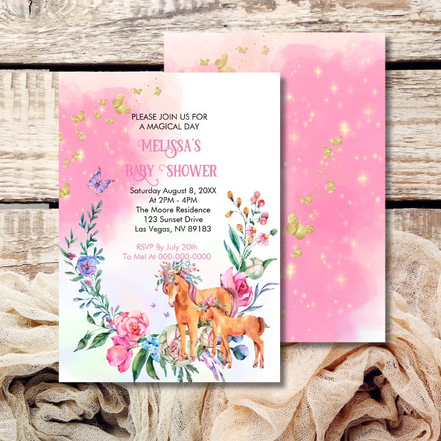 Unicornes et papillons baby shower invitation (Créateur téléchargé)